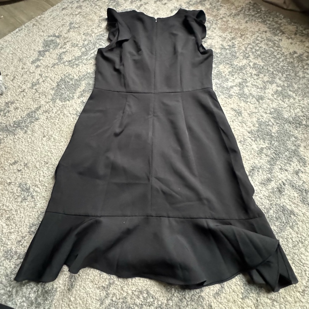 LOFT Black Ruffle Sleeve Midi Dress
